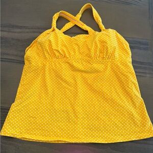 Lands' End Yellow and White Polka Dot Top